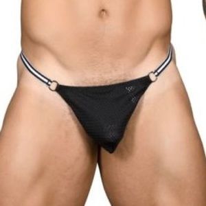Andrew Christian Black Mesh Ring Thong